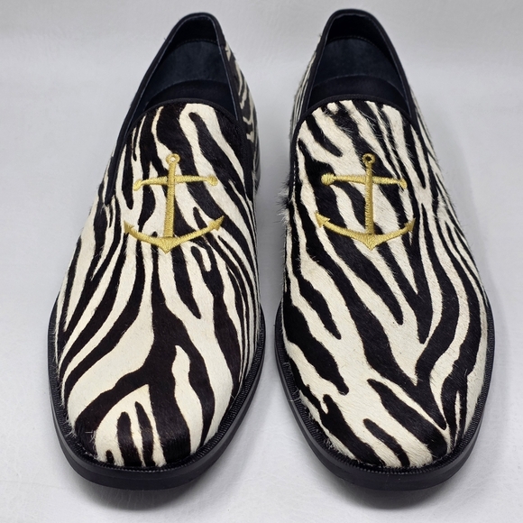Sperry zebra-striped Leather Fur Slip On Loafers Shoes STS18365 Men\'s Size 11 main image 5